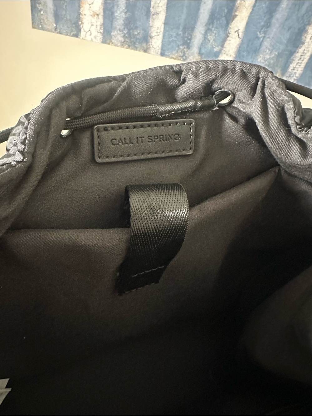 Call It Spring Black Quilted Drawstring Backpack - Picture 6 of 7